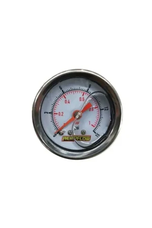 Grab Now Aeroflow 1 1/2" 0-15 PSI Liquid Filled Pressure Gauge - Black Face/White Pointer