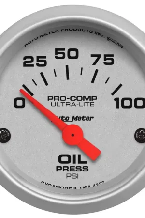 Autometer 2-1/16" Oil Pressure 0-100 PSI Air-Core Ultra-Lite Direct From Manufacturer