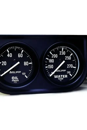 Autometer Gauge Console OILP/Wtmp 2-1/16" 100 PSI/280 °F Black Dial Black Bzl Full Sweep Autogage Reduced Price