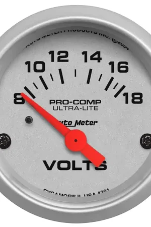Autometer 2-1/16" Voltmeter 8-18V Air-Core Ultra-Lite Crafted