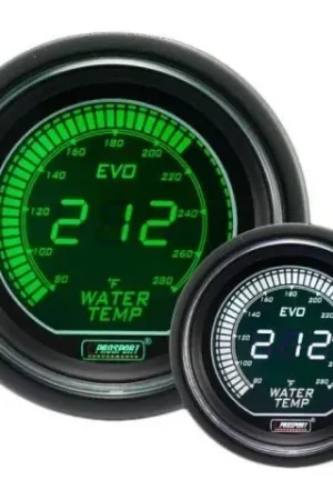 Money Back Guarantee ProSport 52mm 'Evo' Water Temperature Gauge - Green/White - Fahrenheit