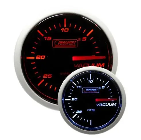 ProSport 52mm Mechanical 'Performance' Vacuum Only Gauge - Amber/White Free Delivery