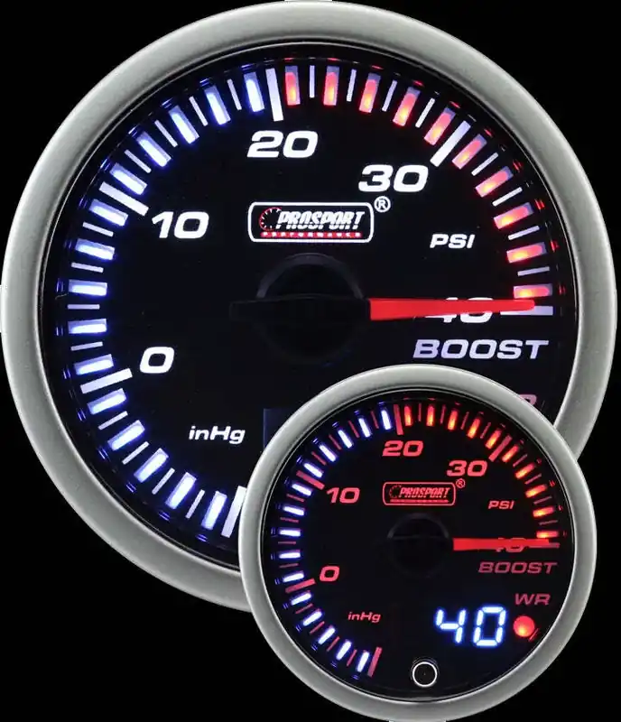Money Back Guarantee ProSport 60MM Prosport JDM Series Boost Gauge - Amber/White