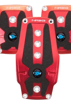 NRG NRG Brushed Aluminum Sport Pedal M/T - Red w/Black Rubber Inserts Next Day Delivery