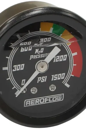 Aeroflow 1 1/2" 0-1500 Nitrous Gauge - Black Face/White Pointer Next Day Delivery