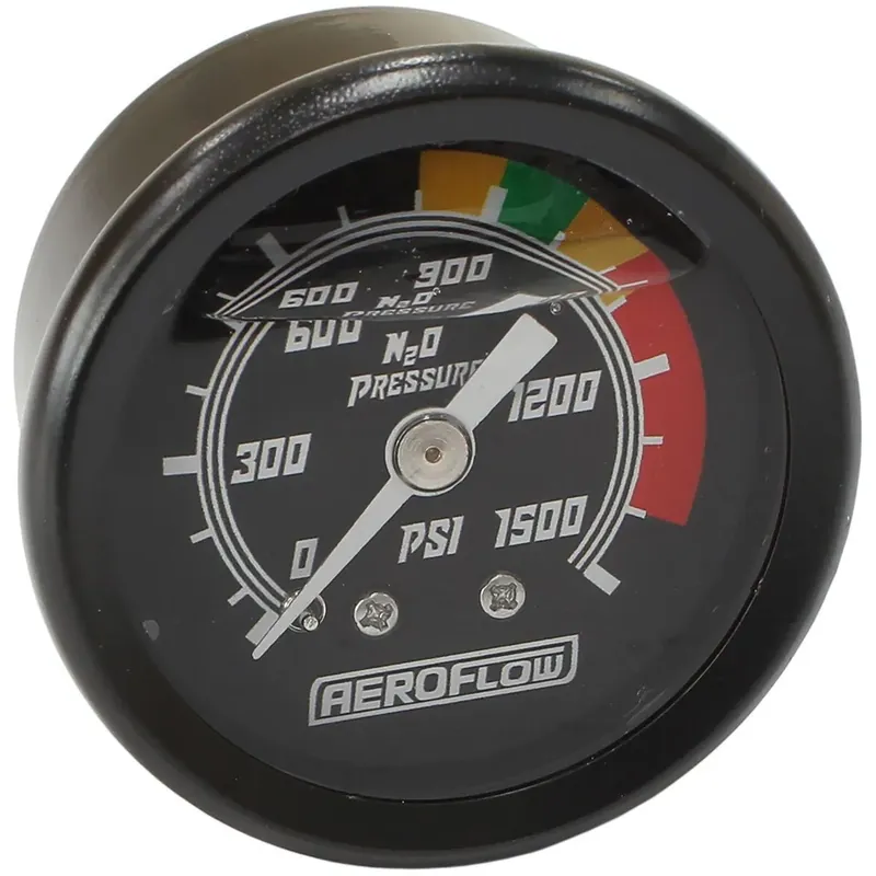 Aeroflow 1 1/2" 0-1500 Nitrous Gauge - Black Face/White Pointer Next Day Delivery