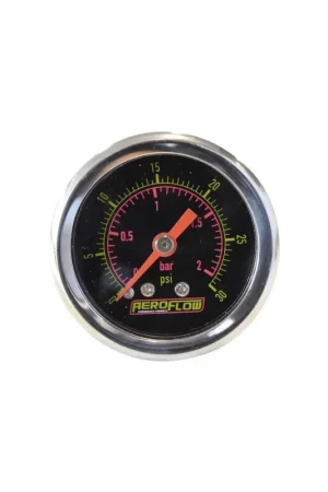 Aeroflow 1 1/2" 0-30 PSI Liquid Filled Pressure Gauge- Black Face/White Pointer Buy Online