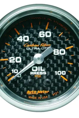 Latest Autometer 2-1/16" Oil Pressure 0-100 PSI Mechanical Carbon Fiber