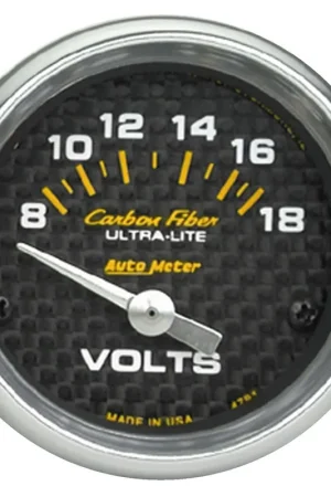 Autometer 2-1/16" Voltmeter 8-18V Air-Core Carbon Fiber Next Day Delivery