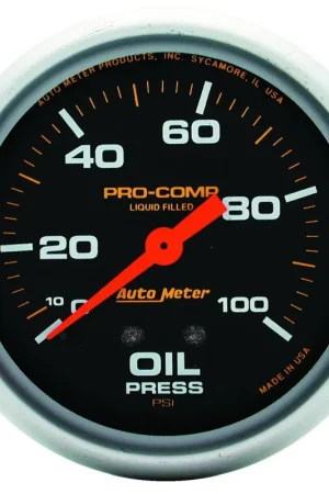 Autometer 2-5/8" Oil Pressure 0-100 PSI Mechanical Liquid Filled Pro-Comp Direct From Manufacturer