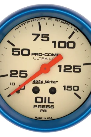 Limited Edition Autometer 2-5/8" Oil Pressure 0-150 PSI Mechanical Ultra-Nite