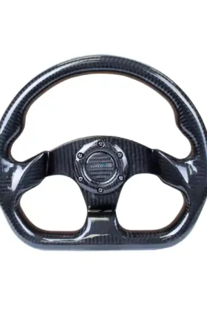 Deal NRG Carbon Fiber Steering Wheel 320mm Flat Bottom Shiny Black