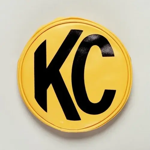Free Returns KC HiLiTES Retro 6in Yellow Vinyl Light Cover w/ Black KC Logo (Pair)