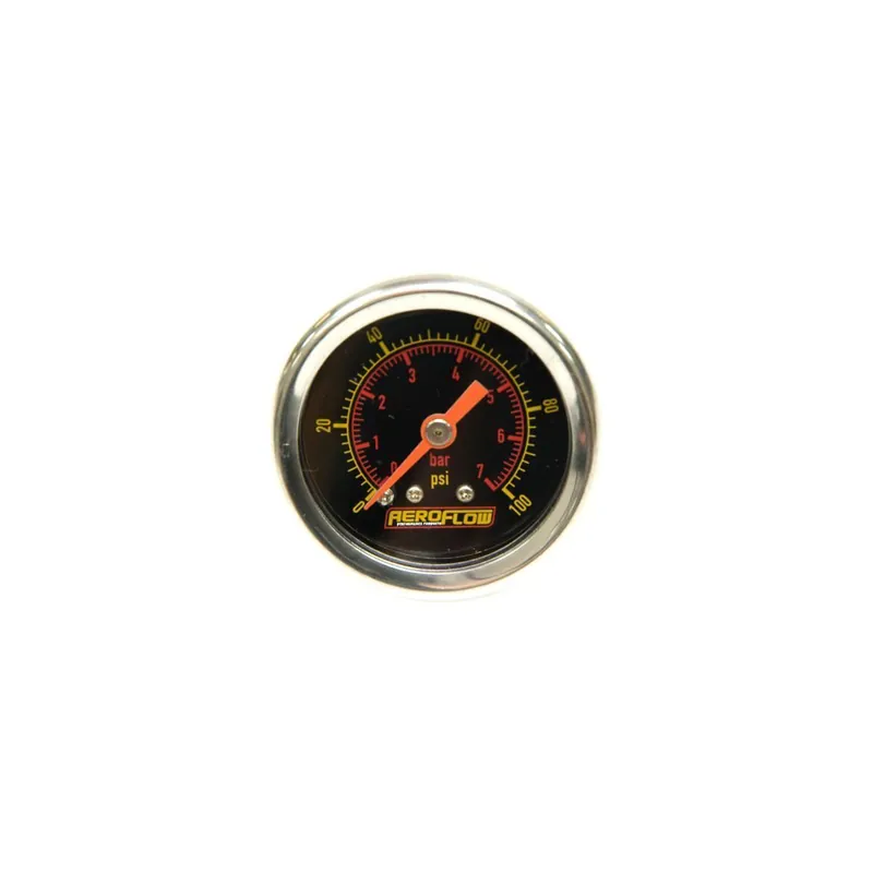 Same Day Shipping Aeroflow 1 1/2" 0-100 PSI Pressure Gauge - Black Face/White Pointer