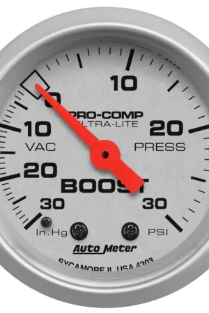 Autometer 2-1/16" Boost/Vacuum 30 In HG/30 PSI Mechanical Ultra-Lite Free Delivery