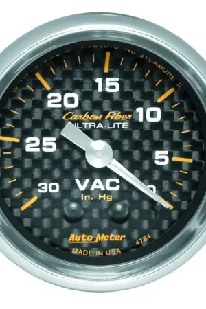 Autometer 2-1/16" Vacuum 0-30 In HG Carbon Fiber Last Chance