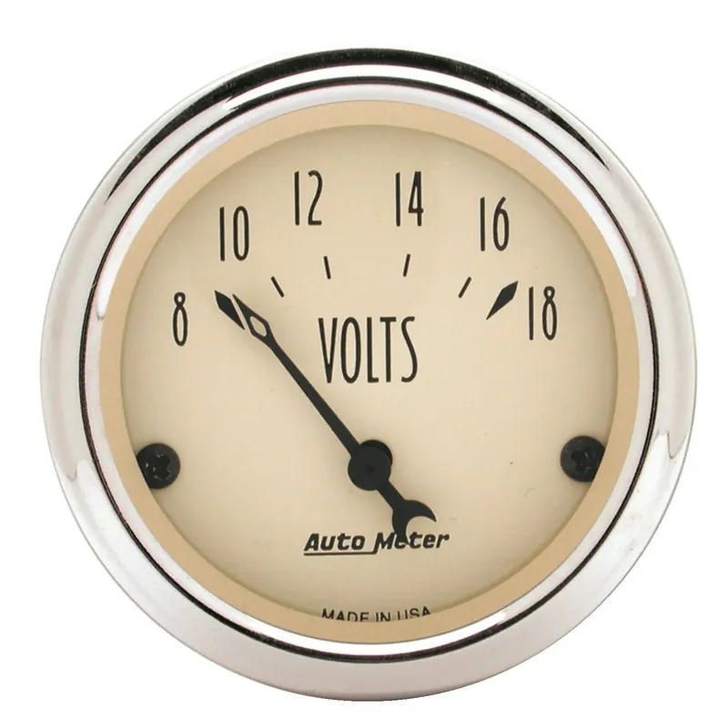 Autometer 2-1/16" Voltmeter 8-18V Antique Beige Super Sale