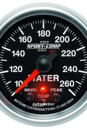 Autometer 2-1/16" Water Temperature 100-260 °F Stepper Motor Sport-Comp II Today Only
