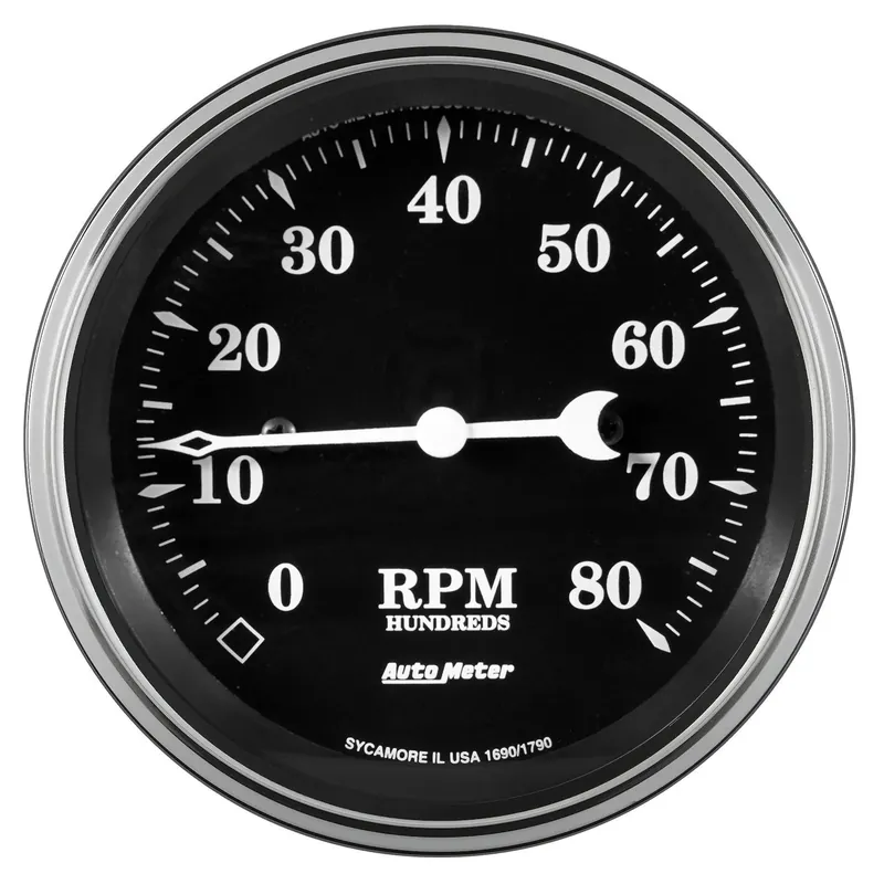 Autometer 3-3/8" Tachometer 8K RPM In-Dash Old Tyme Black Professional Grade
