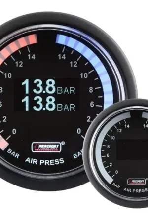 Factory Price ProSport 52mm Dual Air Pressure Gauge - Blue/White/Amber Digital Display