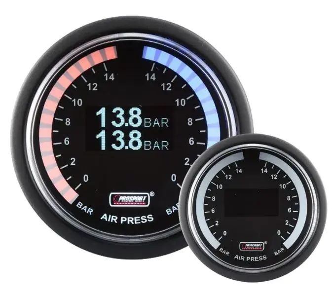 Factory Price ProSport 52mm Dual Air Pressure Gauge - Blue/White/Amber Digital Display