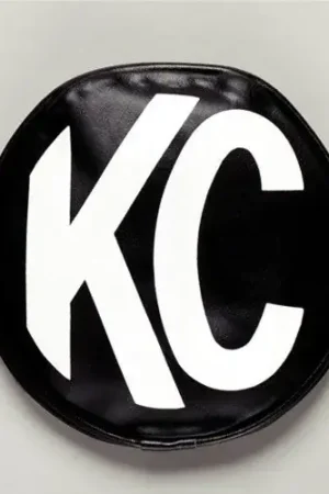 Shop Now KC HiLiTES 5in. Round Soft Cover (Pair) - Black w/White KC Logo