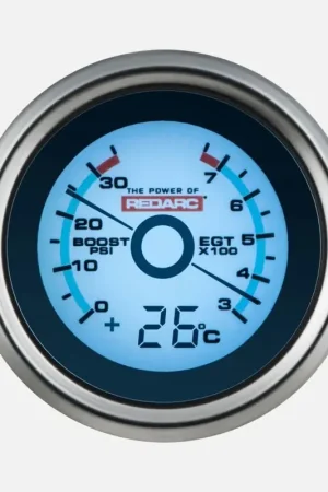 Redarc EGT + Boost Pressure Gauge with Optional Temperature Display Limited Offer