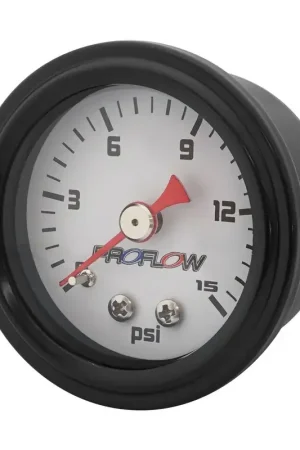 Grab Now Proflow Fuel Pressure Gauge 0-15PSI Stainless Steel Black Body/Black Face 40mm