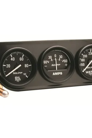 Trusted Brand Autometer Gauge Console OILP/WTMP/Amp 2-1/16" 100 PSI/280 °F/60A Black Dial Black Bzl Autogage