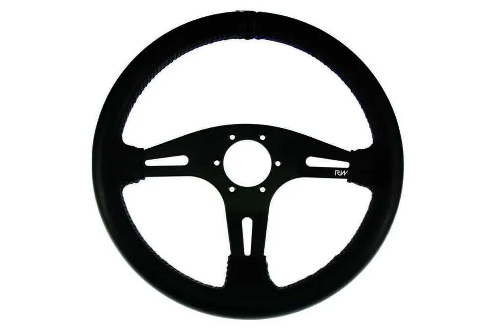 Raceworks Leather Steering Wheel - Black/Blue Stitching - Black/Blue Stitching Time-Limited