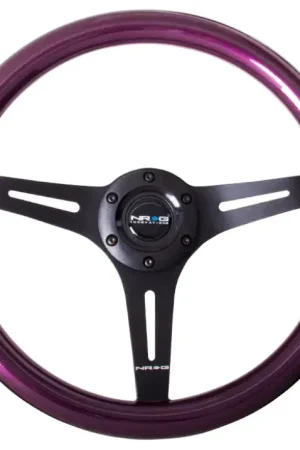 Express Delivery NRG NRG Classic Wood Grain Steering Wheel (350mm) Purple Pearl/Flake Paint w/Black 3-Spoke Center