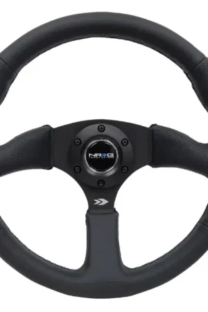 Best Price NRG NRG Reinforced Steering Wheel (350mm / 2.5in. Deep) Blk Leather Comfort Grip w/5mm Matte Blk Spokes