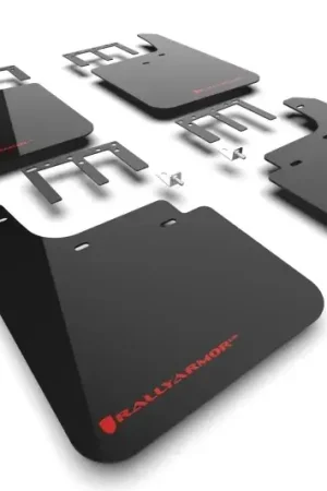 Modern Rally Armor Rally Armor 19-24 Gen 4 Chevy Silverado 1500 Black UR Mud Flap Metallic Red Logo