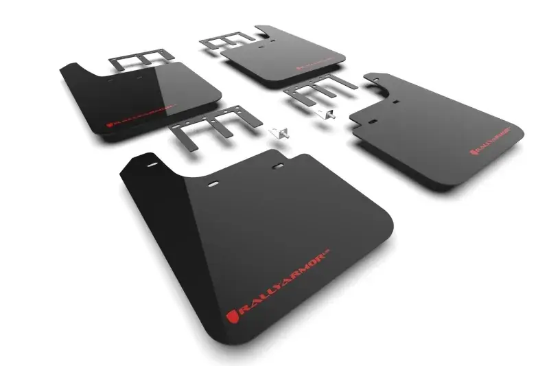 Modern Rally Armor Rally Armor 19-24 Gen 4 Chevy Silverado 1500 Black UR Mud Flap Metallic Red Logo
