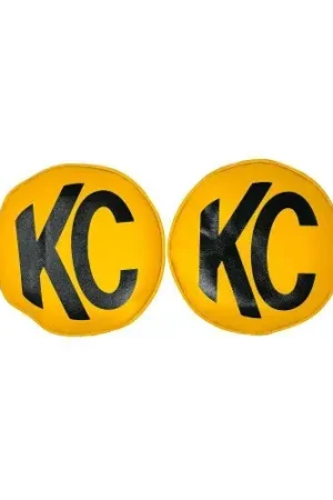 Big Sale KC HiLiTES Retro 8in Round Yellow Vinyl Light Cover w/ Black KC Logo (Pair)