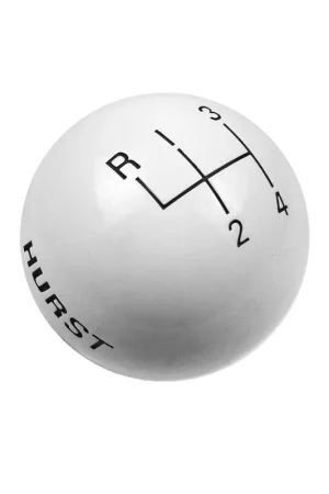 Hurst Shift Knob - 4-Speed Pattern - White Fits Shifters with 3/8-16 Threads - Engraved on Both Sides Fast Shipping