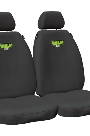 Hulk 4x4 Universal Neoprene Seat Covers Black/Green Stitch Fronts Discount