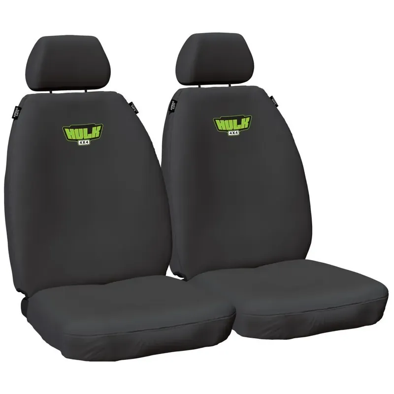 Hulk 4x4 Universal Neoprene Seat Covers Black/Green Stitch Fronts Discount
