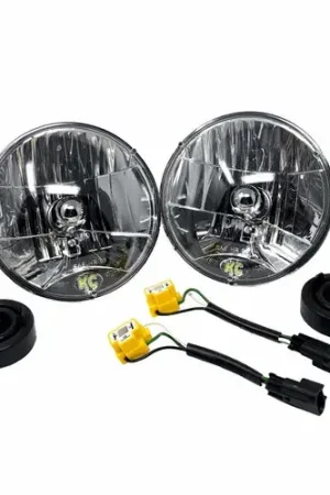 KC HiLiTES 07-18 Jeep JK H4 Headlight Conversion Kit - DOT Apprv./Incl. H13 to H4 Connectors (Pair) Warranty Included