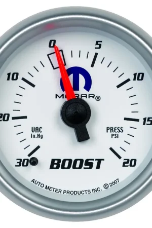 Autometer 2-1/16" Boost/Vacuum 30 In HG/20 PSI Mechanical White Mopar Final Sale