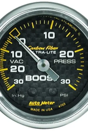 Autometer 2-1/16" Boost/Vacuum 30 In HG/30 PSI Mechanical Carbon Fiber Deal
