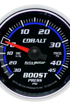 Factory Price Autometer 2-1/16" Boost/Vacuum 30 In HG/45 PSI Mechanical Cobalt