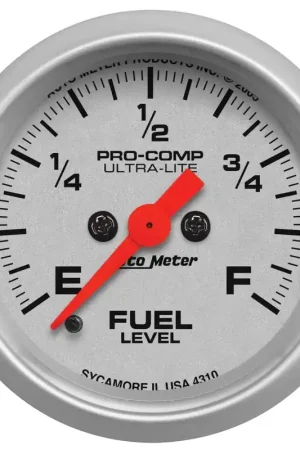 Hassle-Free Returns Autometer 2-1/16" Fuel Level Programmable 0-280 ohm Stepper Motor Ultra-Lite
