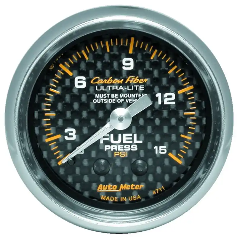 Same Day Shipping Autometer 2-1/16" Fuel Pressure 0-15 PSI Mechanical Carbon Fiber