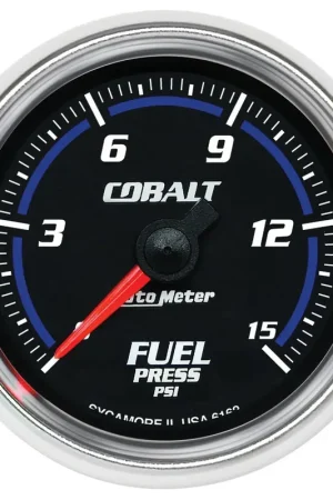 Autometer 2-1/16" Fuel Pressure 0-15 PSI Stepper Motor Cobalt Professional Grade