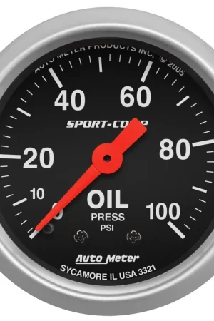 Time-Limited Autometer 2-1/16" Oil Pressure 0-100 PSI Mechanical Sport-Comp