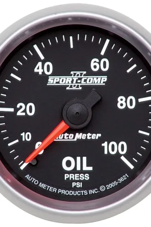 Shop Now Autometer 2-1/16" Oil Pressure 0-100 PSI Mechanical Sport-Comp II
