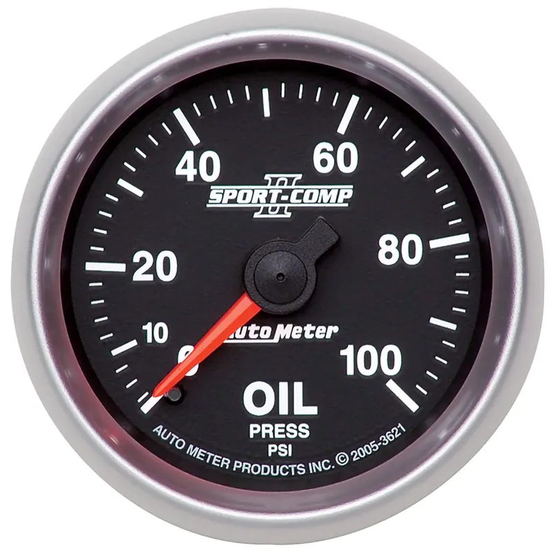 Shop Now Autometer 2-1/16" Oil Pressure 0-100 PSI Mechanical Sport-Comp II