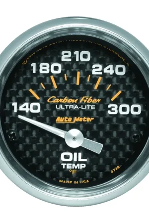 Autometer 2-1/16" Oil Temperature 140-300 °F Air-Core Carbon Fiber Time-Limited