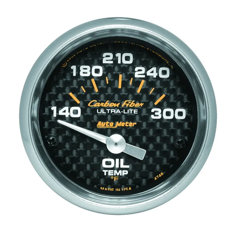 Autometer 2-1/16" Oil Temperature 140-300 °F Air-Core Carbon Fiber Time-Limited